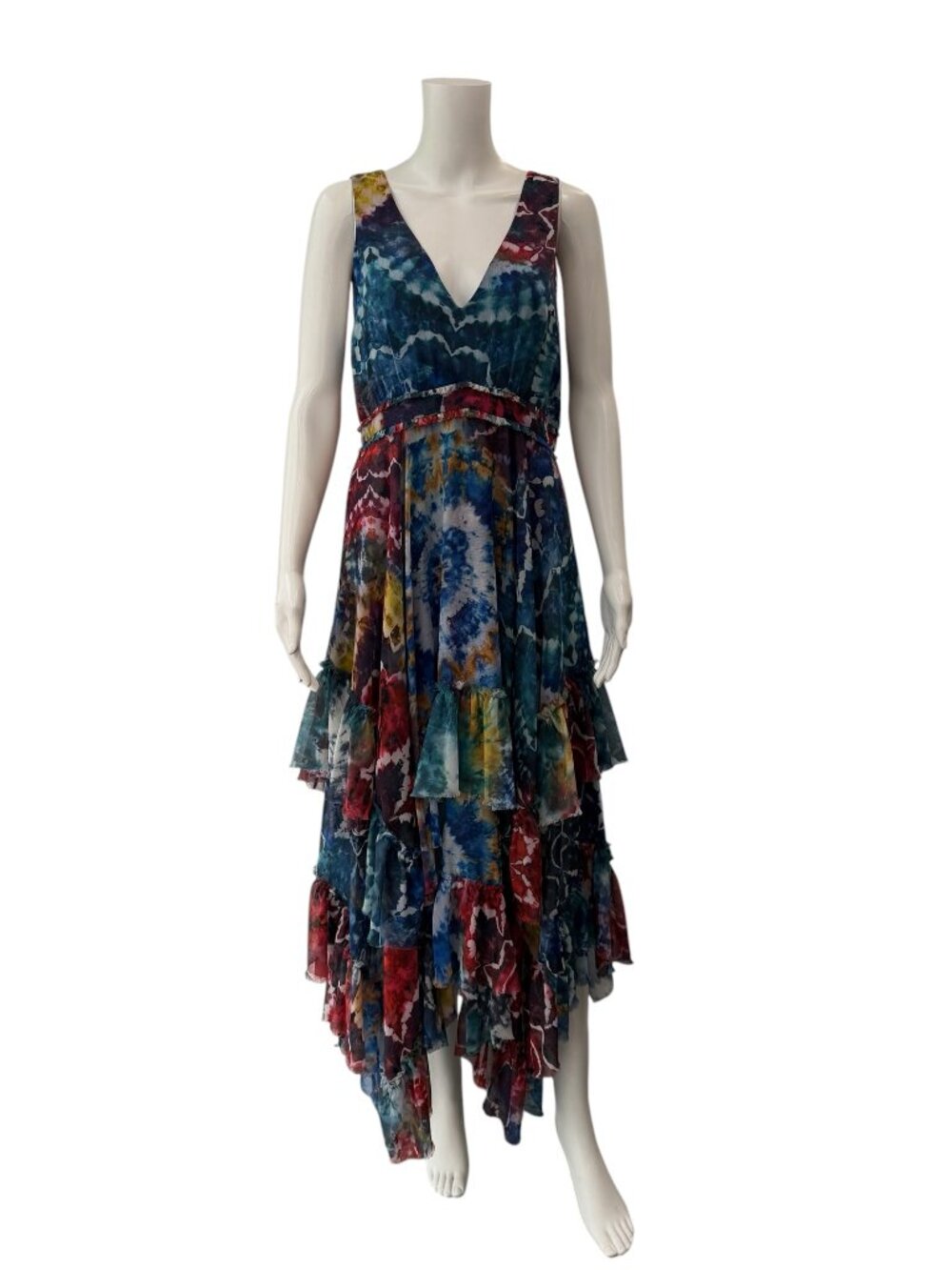 $660 alice + olivia Multi Color Floral Ilia Layered Kaleidescope Dress sz 8